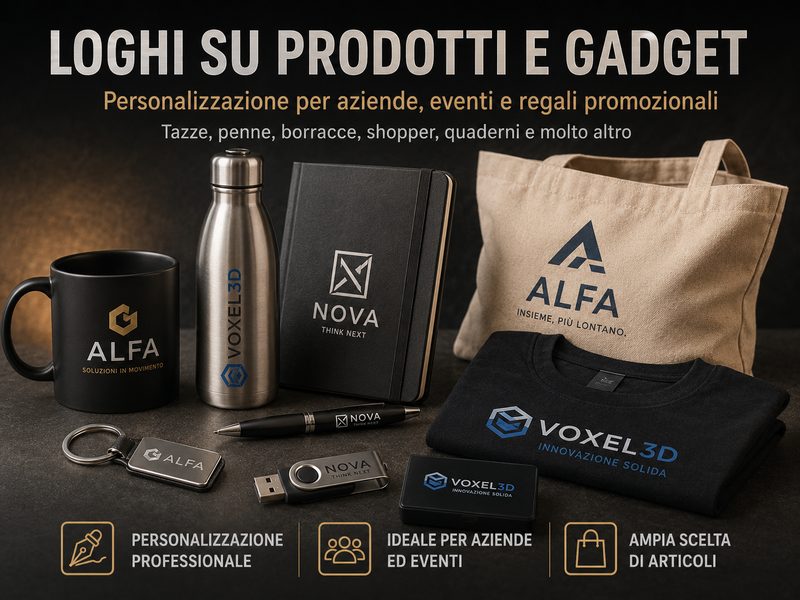 Loghi aziendali marcati al laser su prodotti e gadget promozionali